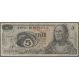 Mexico 5 Pesos 27 Jun 1972 Serie 1AQ P62c