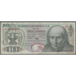 Mexico 10 Pesos 22 Jul 1970 Serie 1AB P63c