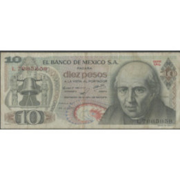 Mexico 10 Pesos 22 Jul 1970 Serie 1AL P63c