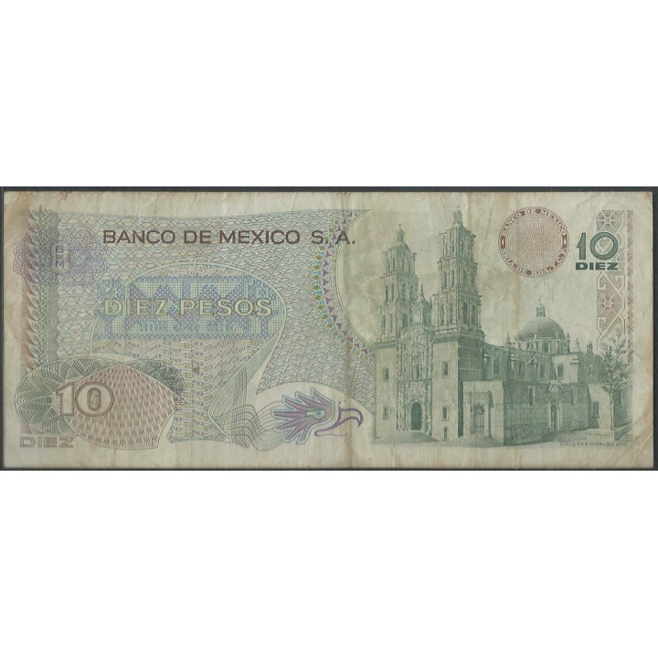 Mexico 10 Pesos 22 Jul 1970 Serie 1AL P63c reverso