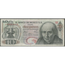 Mexico 10 Pesos 16 Oct 1974 Serie 1CJ P63g