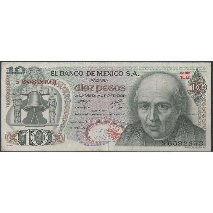 Mexico 10 Pesos 18 Feb 1977 Serie 1ES P63i