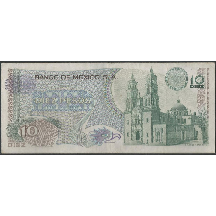 Mexico 10 Pesos 18 Feb 1977 Serie 1ES P63i reverso