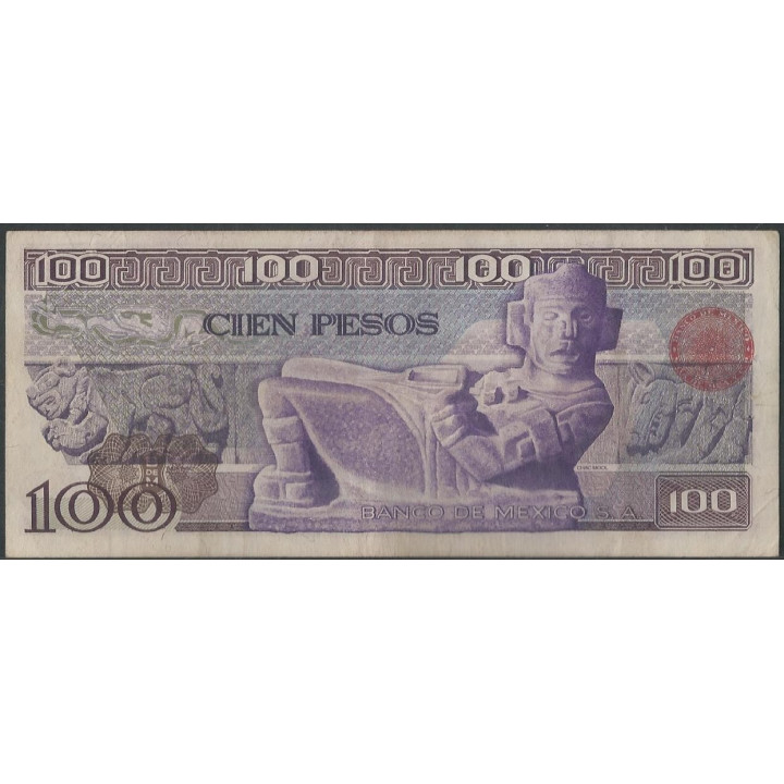 Mexico 100 Pesos 5 Jul 1978 Serie KK P66a reverso