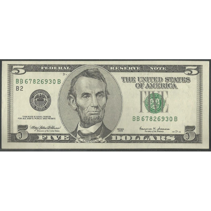 Estados Unidos 5 Dollars 1999 P505
