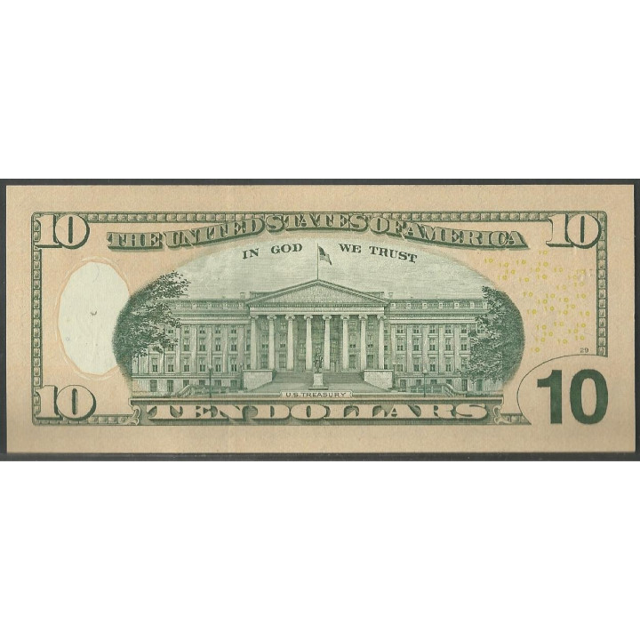 Estados Unidos 10 Dollars 2013 P540 reverso
