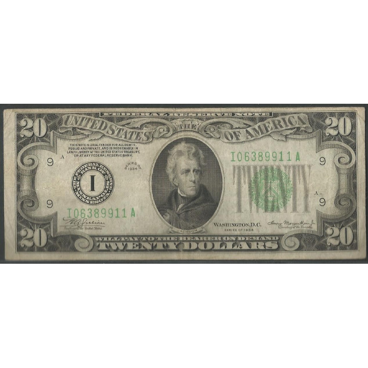 Estados Unidos 20 Dollars 1934 I P431D