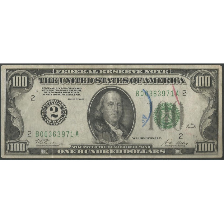 Estados Unidos 100 Dollars 1928 2 P424a