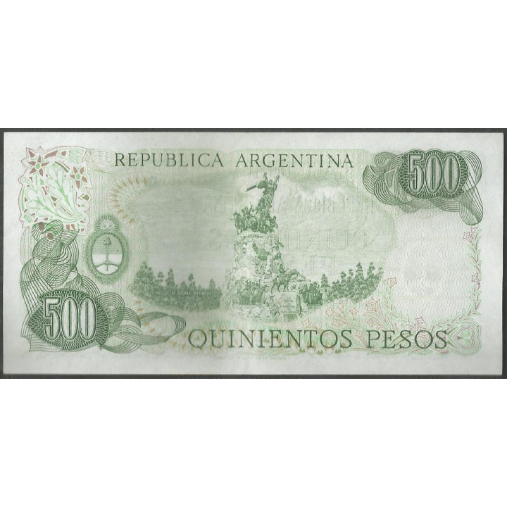 Argentina 500 Pesos ND1977-82 Serie A Reposicion P303a reverso