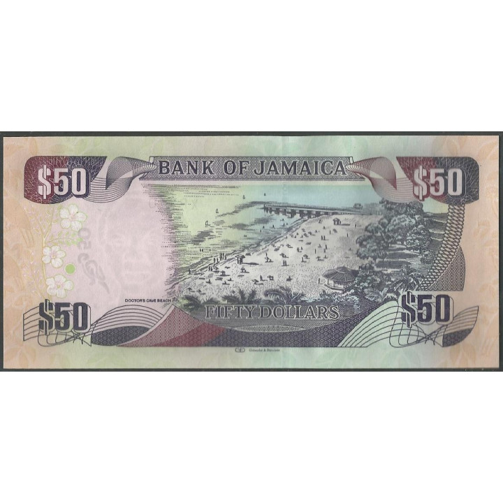Jamaica 50 Dollars 1 Jun 2019 P94 reverso