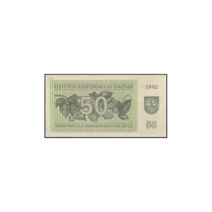 Lituania 50 Talonas 1992 P41 reverso
