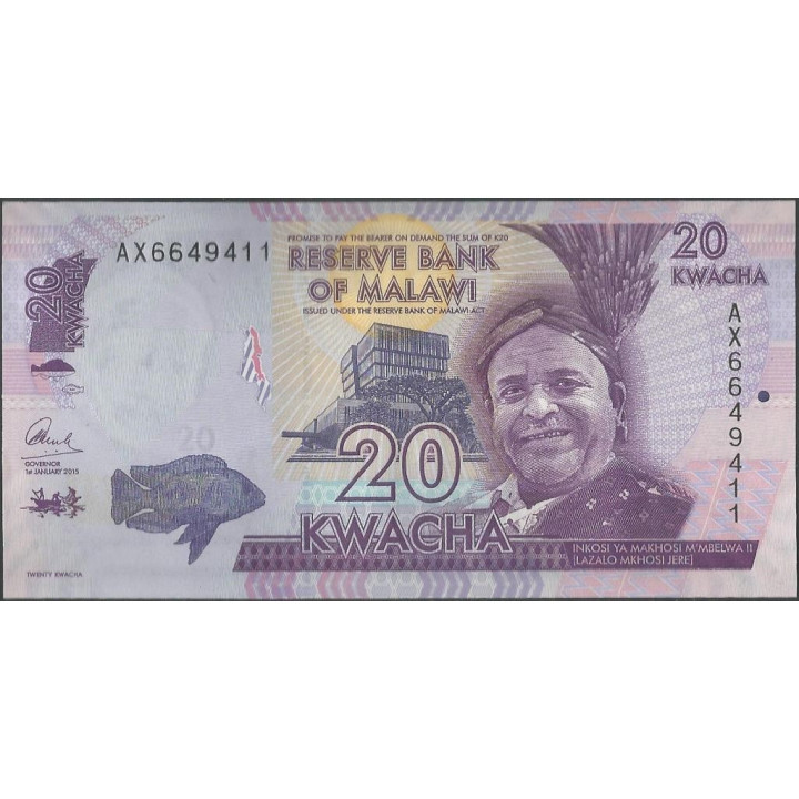 Malawi 20 Kwacha 1 Ene 2015 P63b