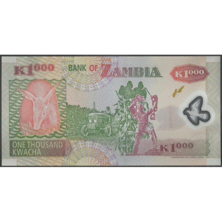 Zambia 1.000 Kwacha 2008 P44f reverso