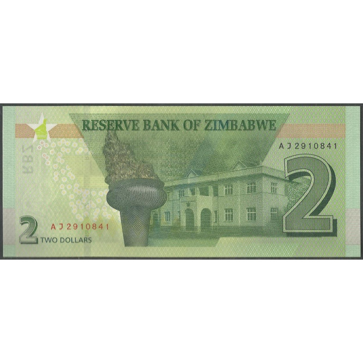 Zimbabwe 2 Dollars 2019 P101 reverso