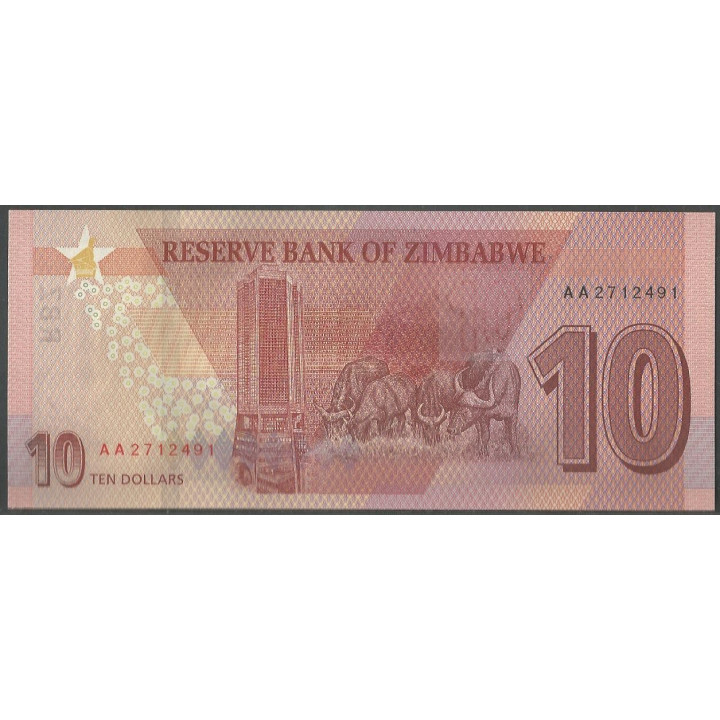 Zimbabwe 10 Dollars 2020 P103 reverso