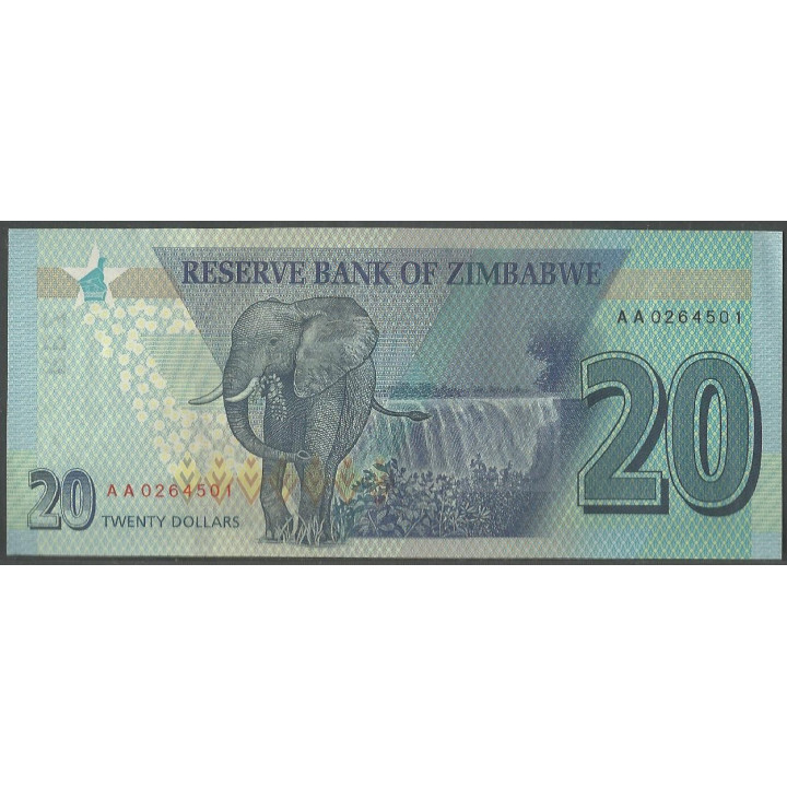 Zimbabwe 20 Dollars 2020 P104 reverso
