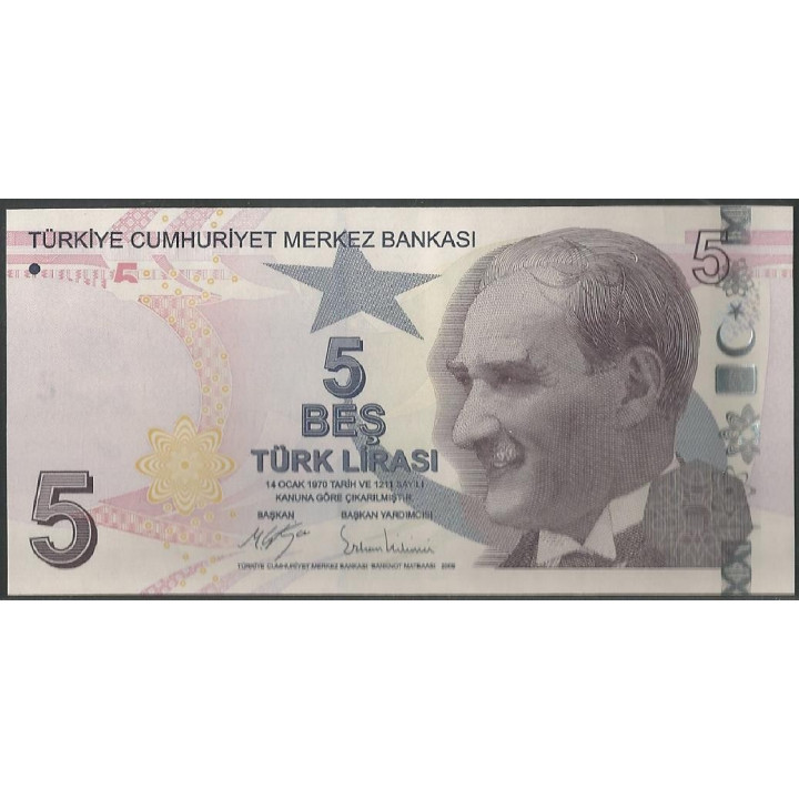 Turkya 5 Liras ND2009 P222c