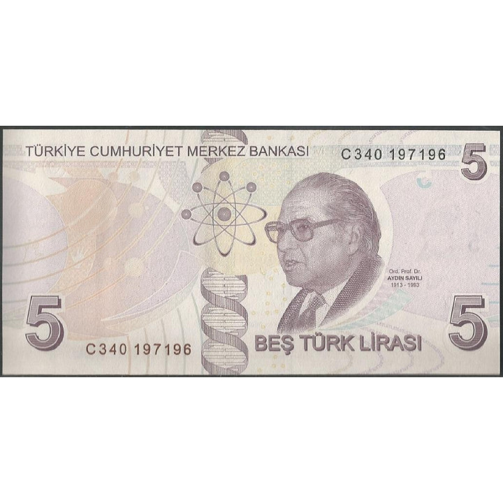 Turkya 5 Liras ND2009 P222c reverso
