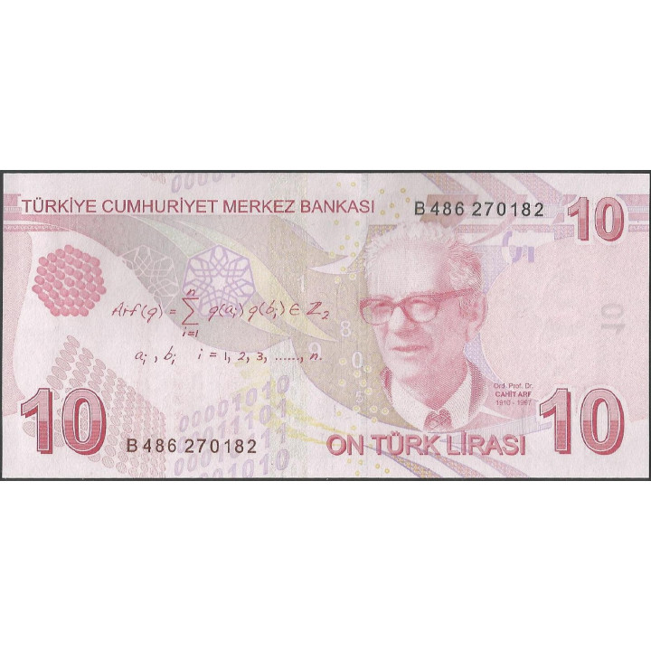 Turkya 10 Liras ND2009 P223b reverso