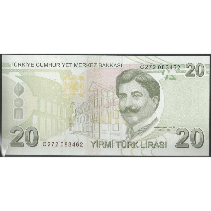 Turkya 20 Liras ND2009 P224c reverso