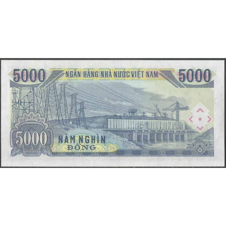 Vietnam 5.000 Dong 1991 P108a reverso