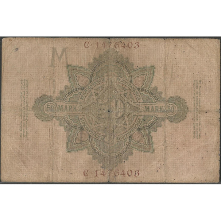 Alemania 50 Mark 10 Mar 1906 P26b reverso