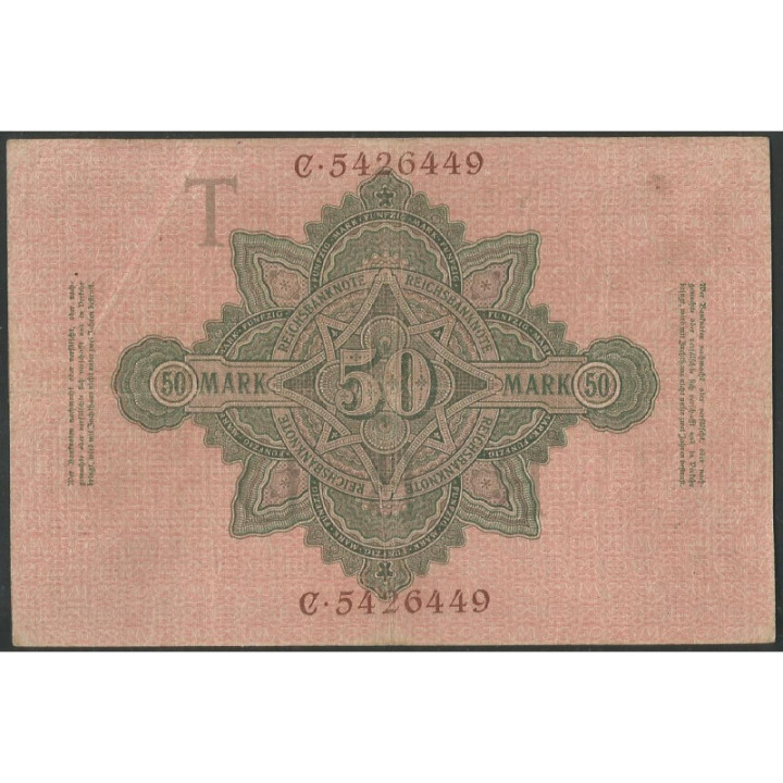 Alemania 50 Mark 21 Abr 1910 P41 reverso
