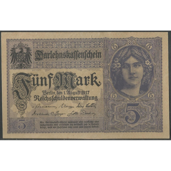Alemania 5 Mark 1Ago 1917 P56b