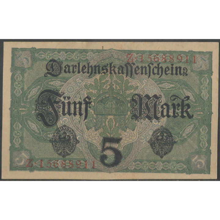 Alemania 5 Mark 1Ago 1917 P56b reverso