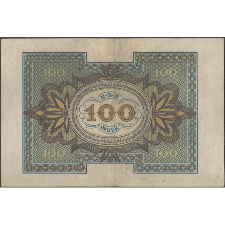 Alemania 100 Mark 1 Nov 1920 P69b reverso
