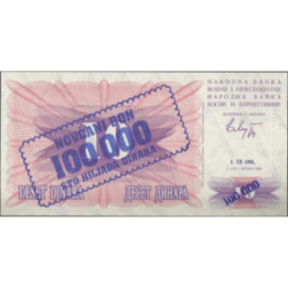 Bosnia & Herzegovina 100.000 Dinara 1 Sep 1993 P34a