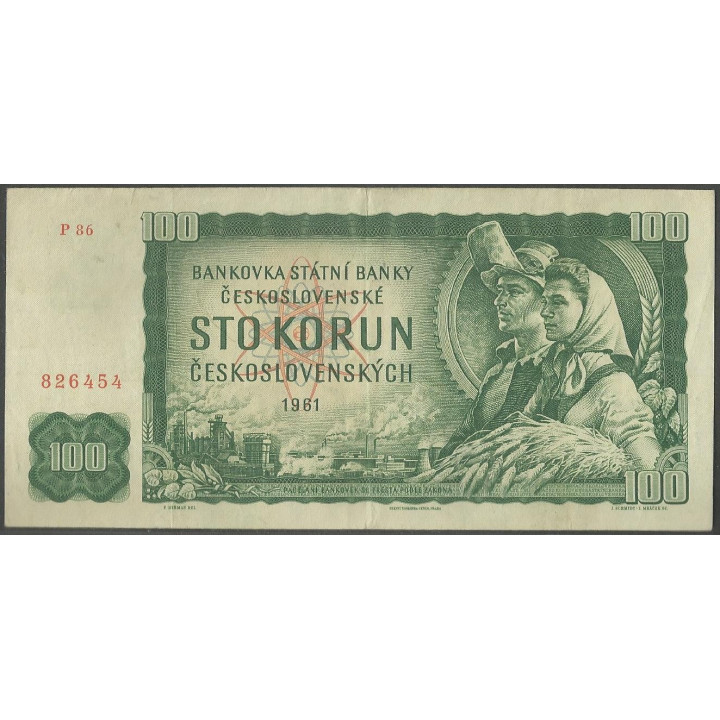 Checoeslovaquia 100 Korun 1961 Serie P P91b