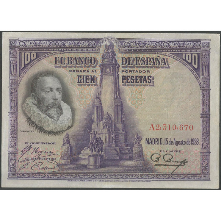 España 100 Pesetas 15 Ago 1928 P76a