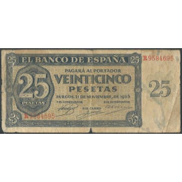 España 25 Pesetas 21 Nov 1936 P99a