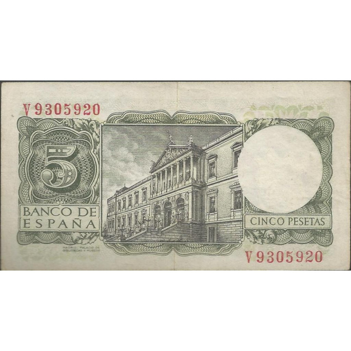 España 5 Pesetas 22 Jul 1954 P146a reverso