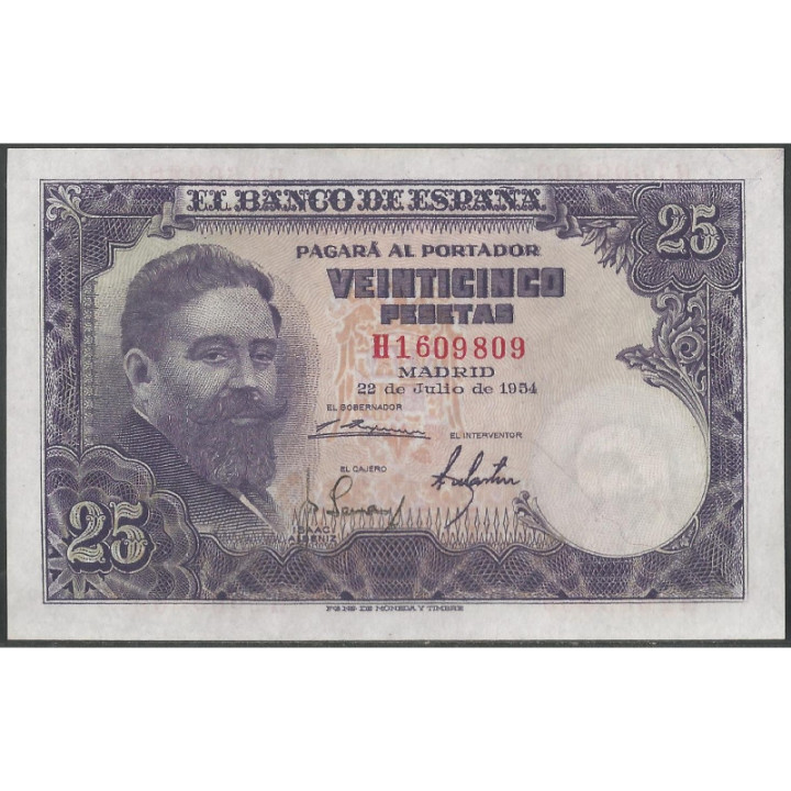 España 25 Pesetas 22 Jul 1954 P147a