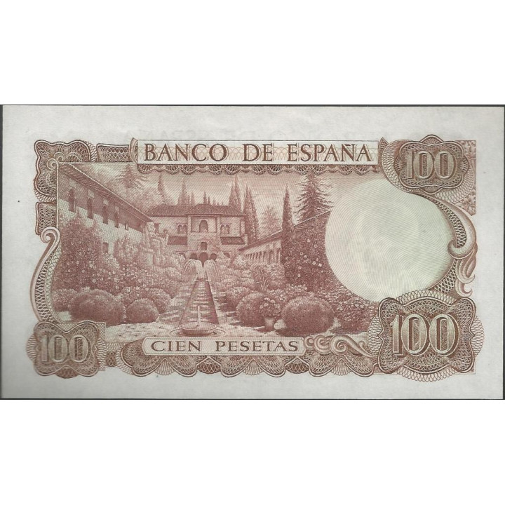 España 100 Pesetas 17 Nov 1970 P152a reverso