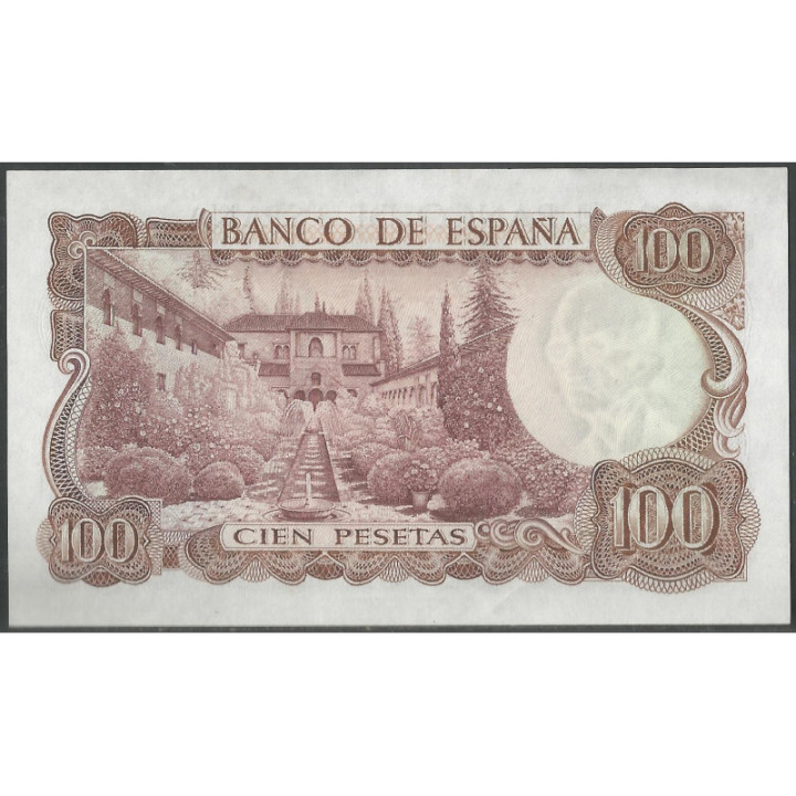 España 100 Pesetas 17 Nov 1970 P152a reverso