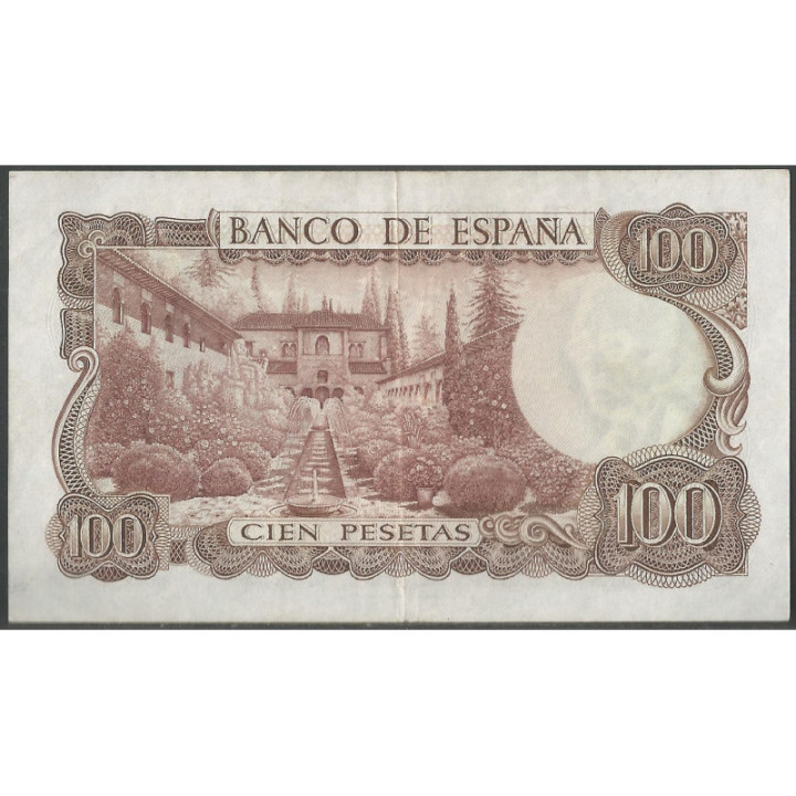 España 100 Pesetas 17 Nov 1970 P152a reverso