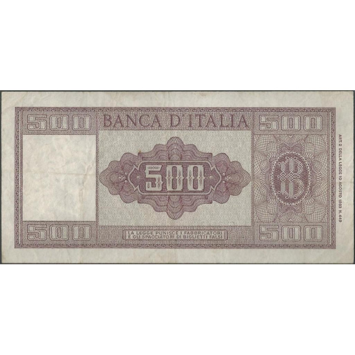 Italia 500 Liras 23 Mar 1961 P80b reverso