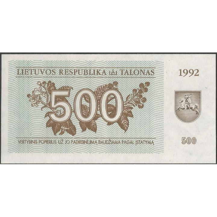 Lituania 500 Talonas 1993 P44 reverso