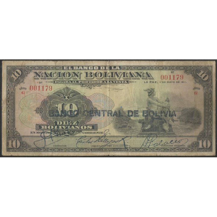 Bolivia 10 Bolivianos ND1929 Serie G P114a