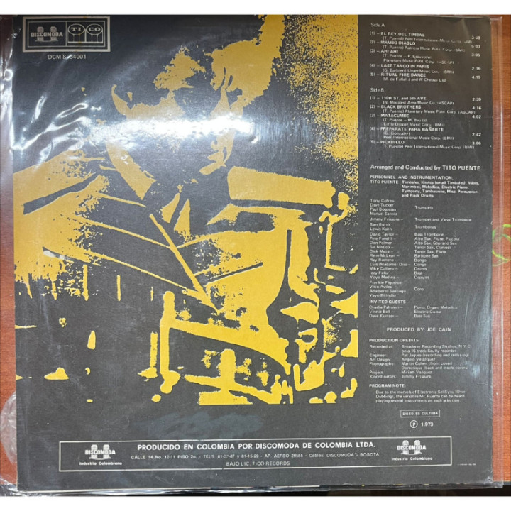 Tito Puente and His Concert Orquestra - The Last Tango In Paris - Colombia reverso