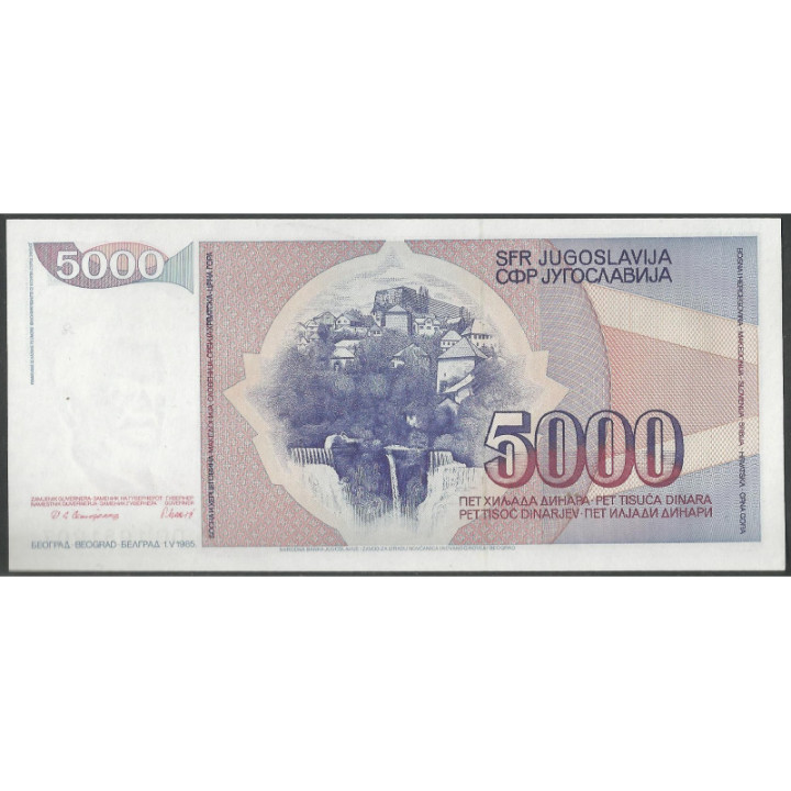 Yugoeslavia 5.000 Dinara 1 May 1985 P93a reverso