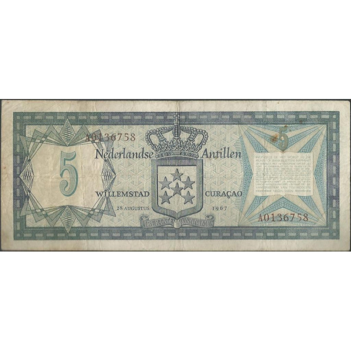Antillas Holandesas 5 Gulden 28 Ago 1967 P8a