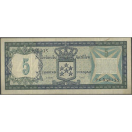 Antillas Holandesas 5 Gulden 1 Jun 1972 P8b
