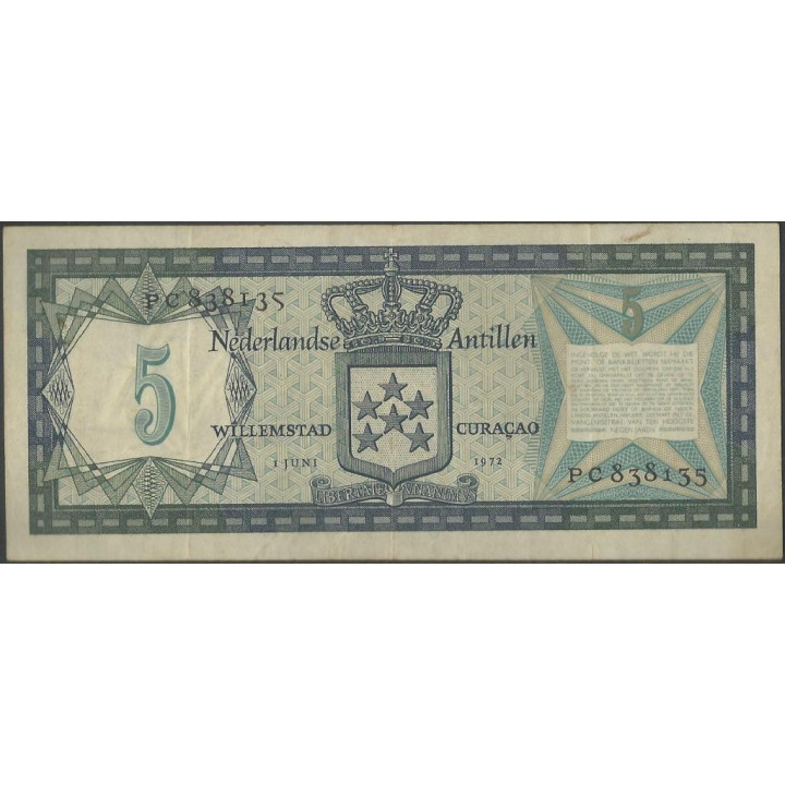Antillas Holandesas 5 Gulden 1 Jun 1972 P8b