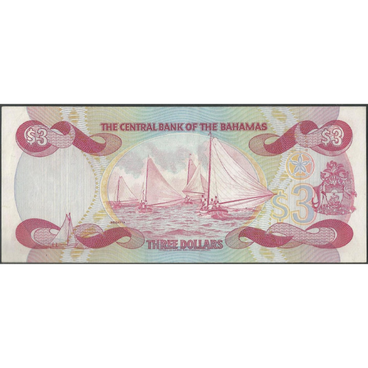 Bahamas 3 Dollars L1974 (84) P44a reverso