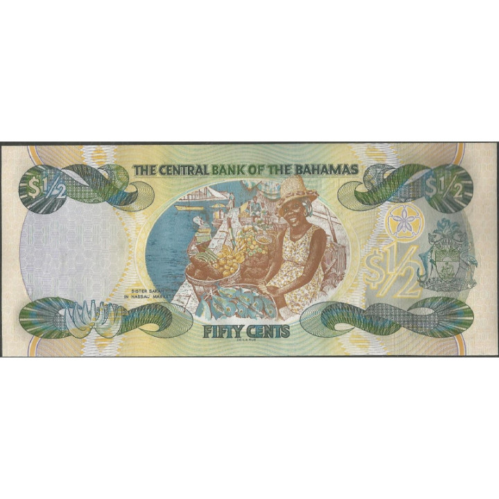 Bahamas 50 Cents 2001 P68a reverso