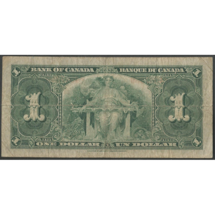 Canada 1 Dollar 2 Ene 1937 P58c reverso